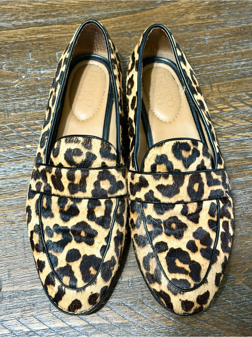 Franco Sarto Leopard-Print Penny Loafers - Brown/Cream